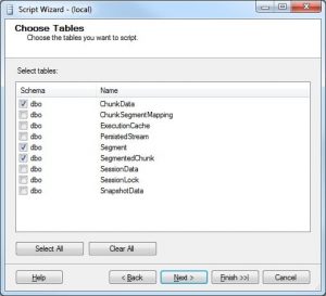 Backup table to SQL file in SSMS - Select-Object Types screen