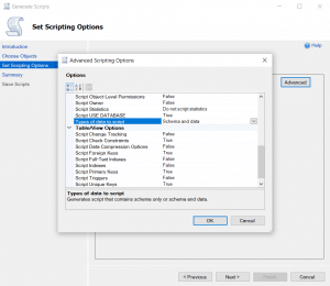 Selecting data to script in SQL Server
