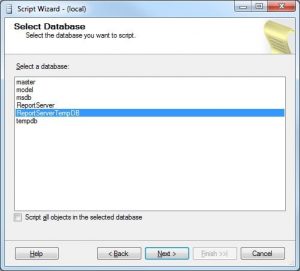 Select Database window in SSMS