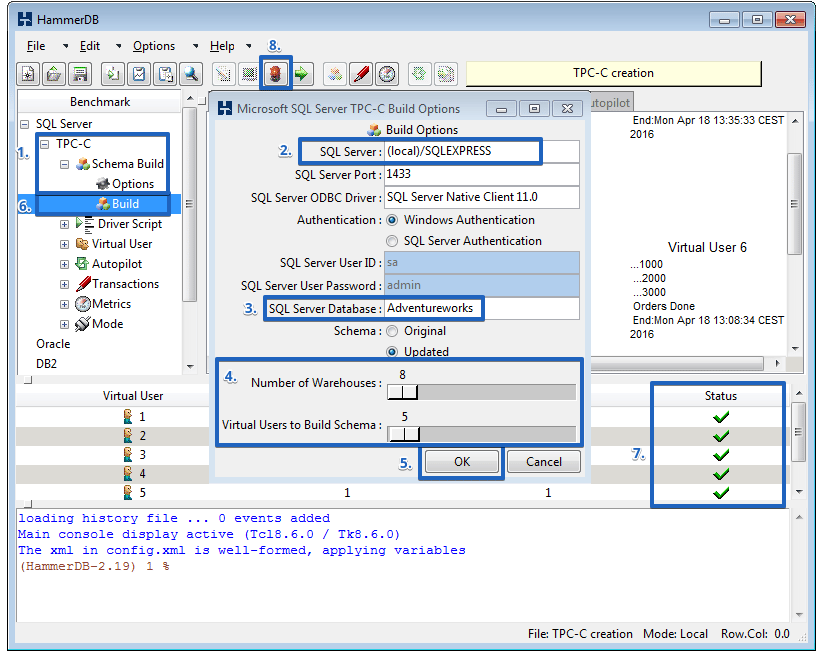 SQL Server Load Test Monitoring HammeDB step 2