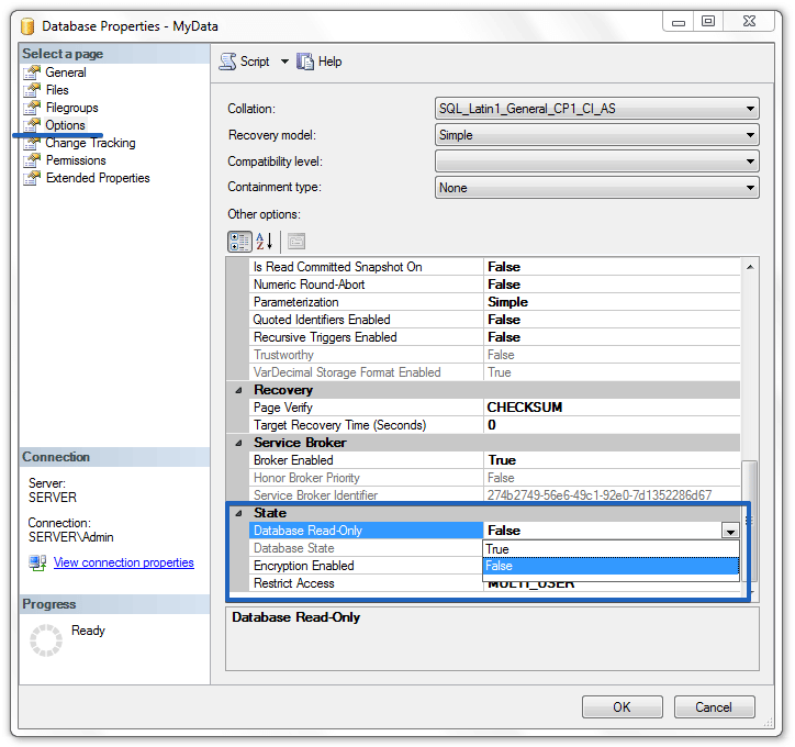 Failed to update database because the database is read-only