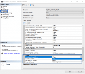 Changing database to read-write in SSMS