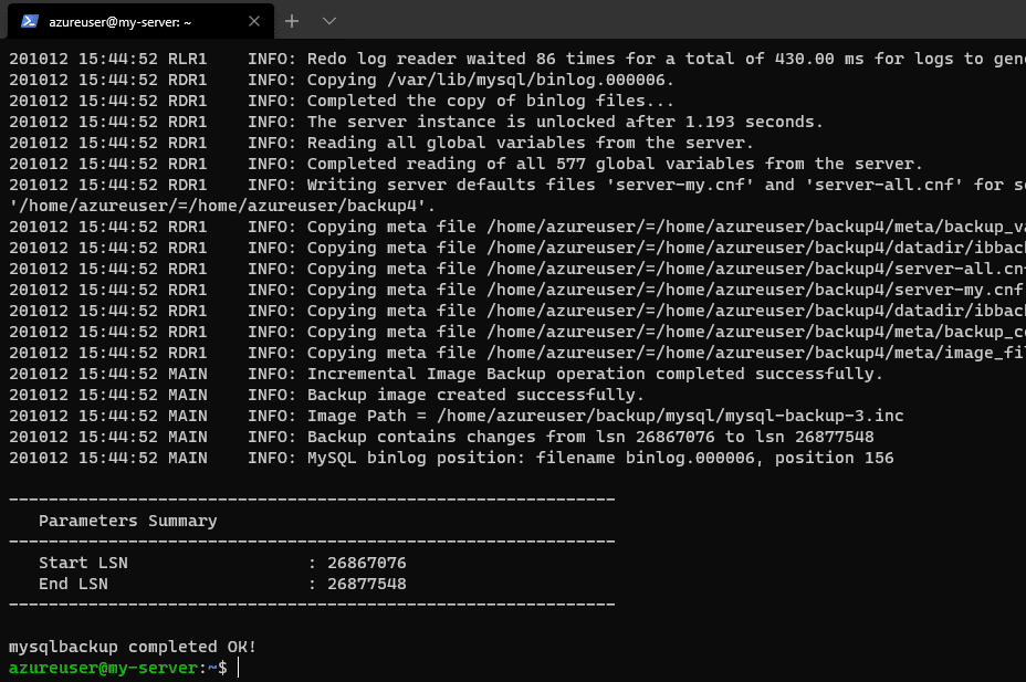 mysql enterprise backup restore examples