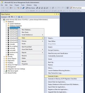 Generating SQL Script via SSMS