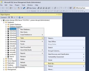 SSMS database backup task