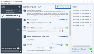 SQLBackupAndFTP Log Shipping Job Settings